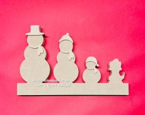 Snowman family child dog