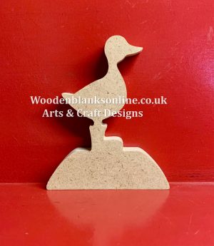 Single duck in boot on plinth