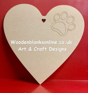 engraved pawprint heart